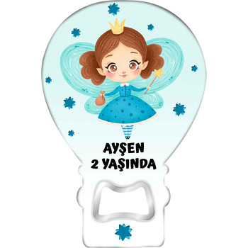 Mavi Elbiseli Diş Perisi Temalı Balon Ahşap Magnet 