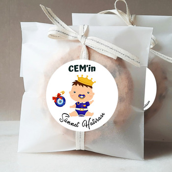 Mavi Emzikli Sünnet Bebeği ile Nazar Boncuğu Temalı Sticker