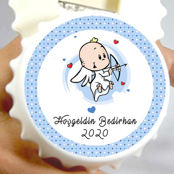 Mavi Eros Bebek  Temalı Kapak Şeklinde Magnet Açacak