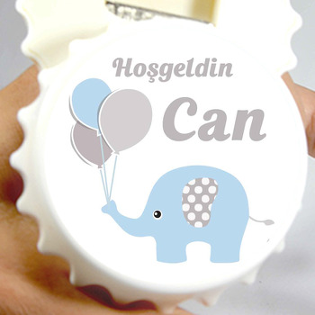 Mavi Fil ile Balonlar Temalı Kapak Şeklinde Magnet Açacak