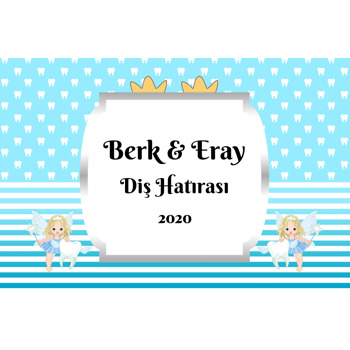 Mavi Fonda İkiz Diş Buğdayı Temalı Doğum Günü Afiş