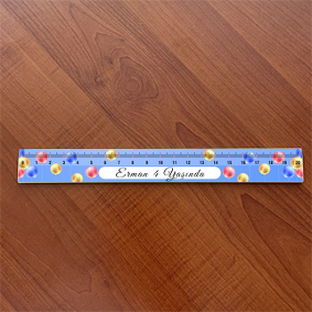 Mavi Fonda Renkli Balonlar Temalı Hediyelik Cetvel