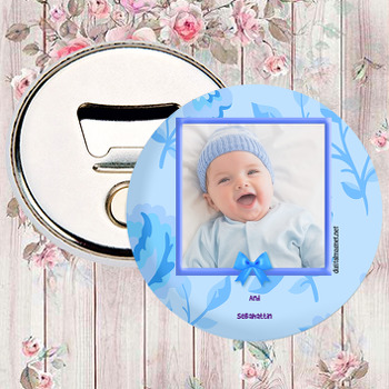 Mavi Gül Temalı Bebek Magnet Açacak