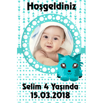 Mavi Kedi Temalı Doğum Günü Afiş