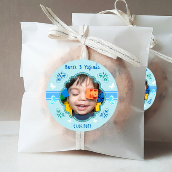 Mavi Kelebek ile Çerçeve Temalı Sticker