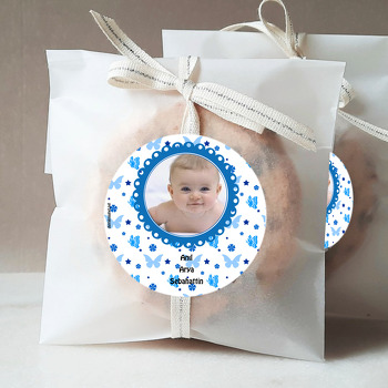 Mavi Kelebek Temalı Bebek Sticker
