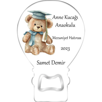 Mavi Kepli Mezun Ayıcık Temalı Balon Magnet Açacak