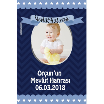 Mavi Kurdela Temalı Bebek Mevlüdü Magneti
