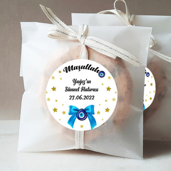 Mavi Kurdele ile Nazar Boncuğu ve Yıldızlar Temalı Sticker
