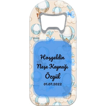 Mavi Kurdeleli Balon Fon Temalı Uzun Magnet Açacak