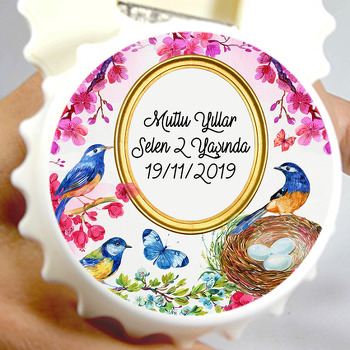 Mavi Kuşlar Temalı Kapak Şekilli Magnet Açacak