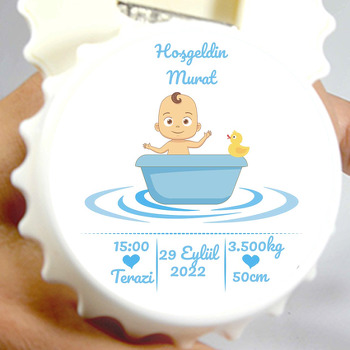 Mavi Küvezde Bebek Temalı Kapak Şekilli Magnet Açacak