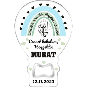 Mavi Maşallah Gökkuşağı Temalı Balon Magnet Açacak