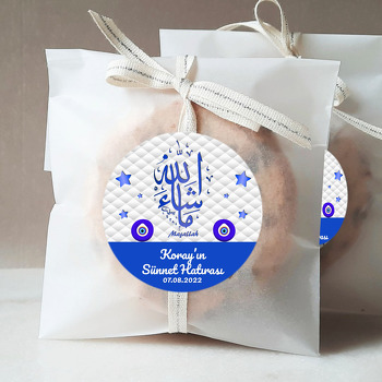 Mavi Maşallah ile Beyaz Fonda Sünnet Temalı Sticker