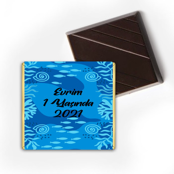 Mavi Mercanlar Temalı Çikolata Sargısı