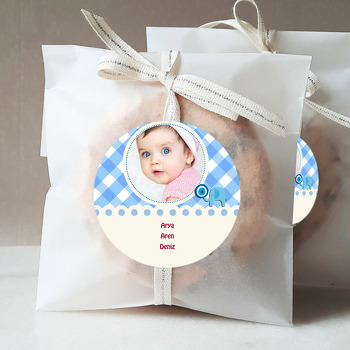 Mavi Miniş Fil Temalı Bebek Sticker