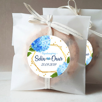 Mavi Ortancalar Temalı Söz Nişan Nikah Sticker