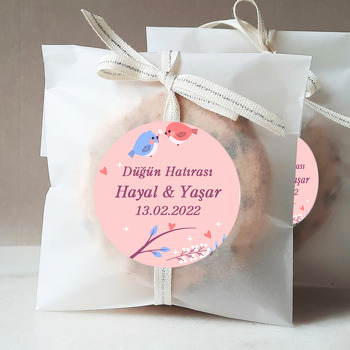 Mavi Pembe Kumrular Pembe Dallar Temalı Sticker