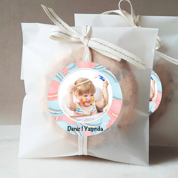 Mavi Pembe Macaron Desen Temalı Sticker