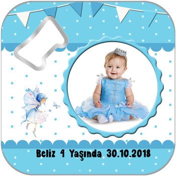 Mavi Peri Temalı Kare Magnet Açacak