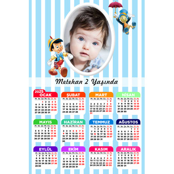 Mavi Pinokyo Temalı Takvim Magnet