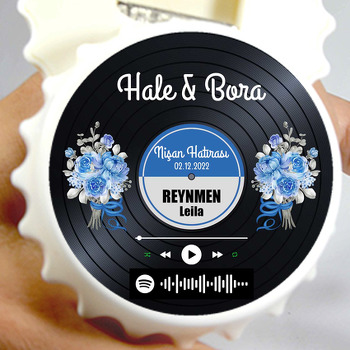 Mavi Plak ile Reynmen Leila Barkod Temalı Kapak Şekilli Magnet Açacak