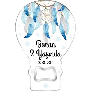 Mavi Rüya Kapanı ile Yıldızlar Temalı Balon Ahşap Magnet 