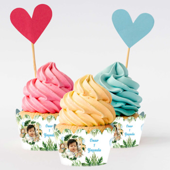 Mavi Safari Temalı Cupcake Sargısı