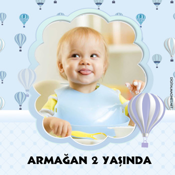 Mavi  Soft Uçan Balonlar Temalı Kare Afiş