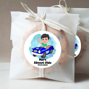 Mavi Sünnet Arabası Temalı Sticker