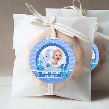 Mavi Tavşan Temalı Resimli Sticker