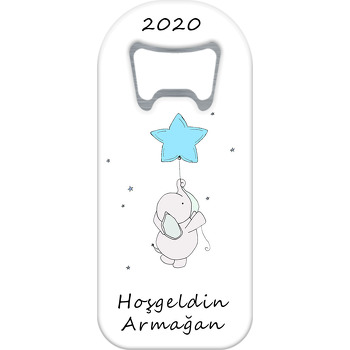 Mavi Yıldız Balonlu Fil Temalı Uzun Magnet Açacak
