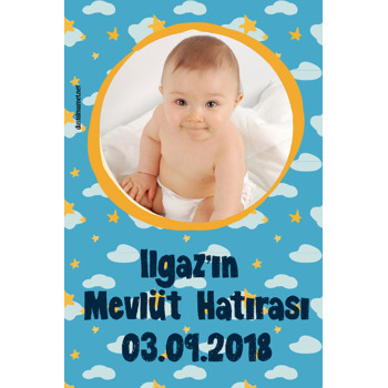 Mavi Yıldız Temalı Bebek Mevlüdü Magneti