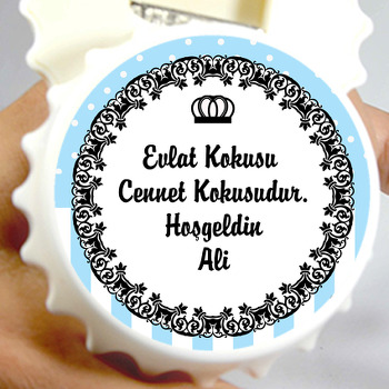 Mavi Zeminli Taç Temalı Kapak Şekilli Magnet Açacak