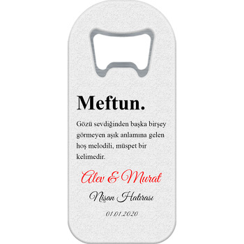 Meftun Kelime Anlamı Temalı Siyah Söz Nişan Nikah Uzun Oval Magnet Açacak