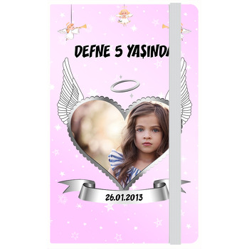 Melek Kanatlı Çerçeve Temalı Doğum Günü Kişiye Anı Özel Defter