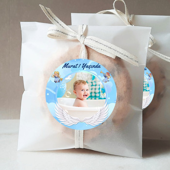 Melek Kanatlı Mavi Temalı Resimli Sticker