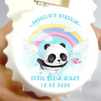 Melek Kanatlı Panda Temalı Kapak Şekilli Magnet Açacak
