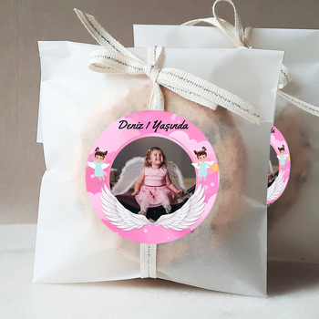 Melek Kanatlı Pembe Temalı Resimli Sticker