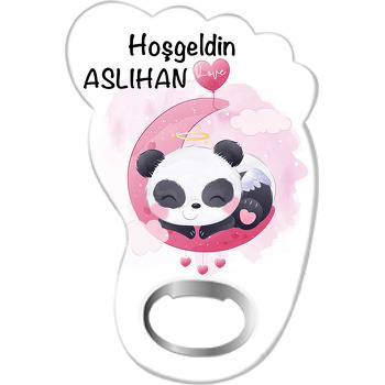 Melek Panda ile Kalpli Ay Temalı Ayak İzi Magnet Açacak