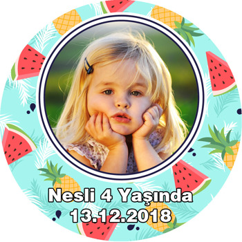 Meyve Temalı Resimli Daire Plastik Anahtarlık