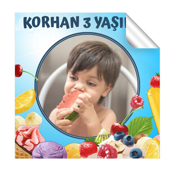 Meyveli Şekerlemeler Temalı Kare Etiket