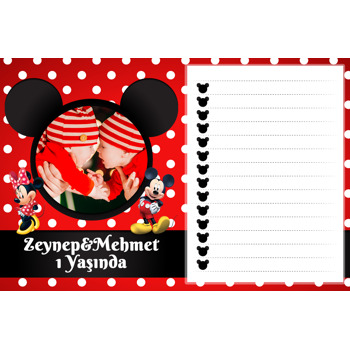 Mickey İle Minnie Mouse İkiz Temalı Magnet Notluk
