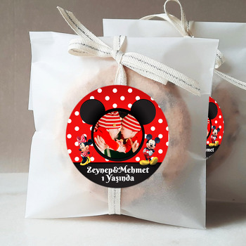 Mickey ile Minnie Mouse İkiz Temalı Resimli Sticker