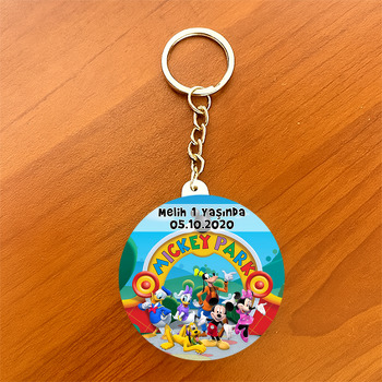 Mickey Mouse Temalı Daire Plastik Anahtarlık