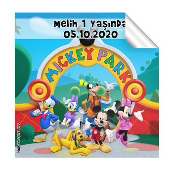 Mickey Mouse Temalı Kare Etiket