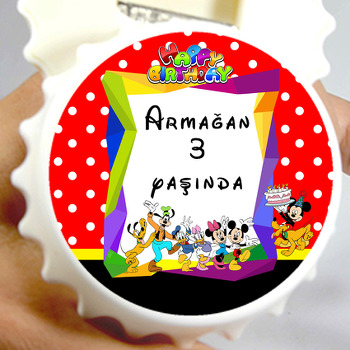 Mickey Mouse ve Arkadaşları  Temalı Kapak Şekilli Magnet Açacak