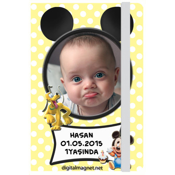 Mickey Mouselu Çerçeveli Doğum Günü Kişiye Anı Özel Defteri