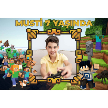 Minecraft Dünyası Temalı Doğum Günü Afiş