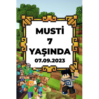 Minecraft Dünyası Temalı Doğum Günü Afiş